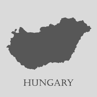 Siyah Macaristan haritası - vektörel çizim