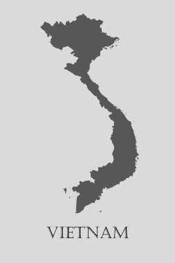 Black Vietnam Haritası - vektörel çizim