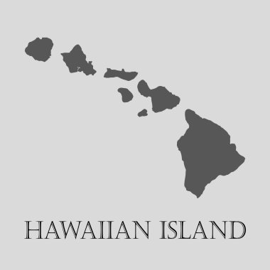 Siyah Hawaii Adası Haritası - vektörel çizim