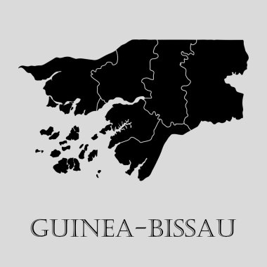 Gine - Bissau harita - vektör çizim siyah