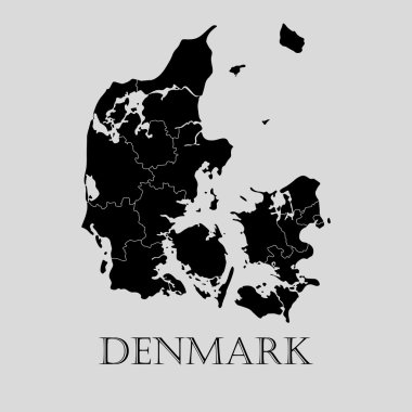 Siyah Danimarka harita - vektör çizim