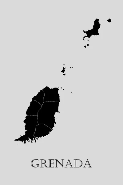 Siyah Grenada harita - vektör çizim — Stok Vektör