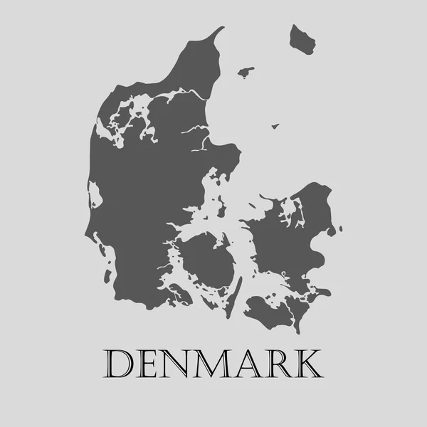 デンマーク地図 - ベクトル図を黒します。 — ストックベクタ