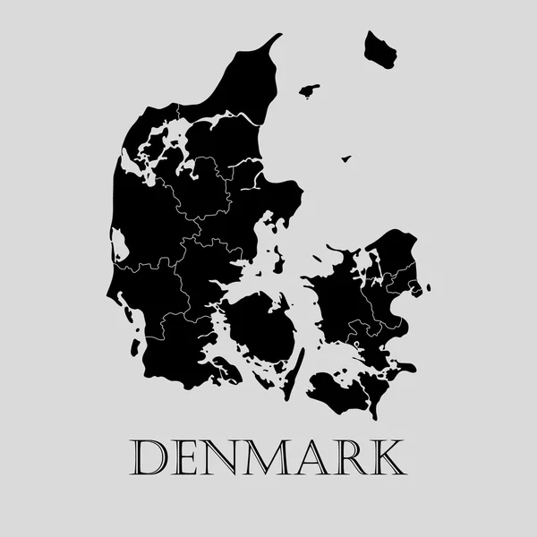 Mappa della Danimarca nera - illustrazione vettoriale — Vettoriale Stock
