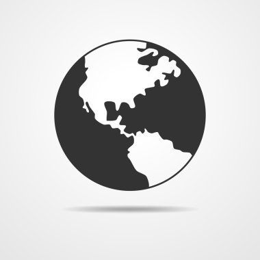 Siyah küre Dünya simgesi - vektör çizim.