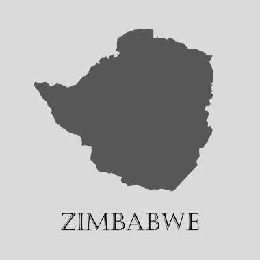 Gri Zimbabve Haritası - vektörel çizim