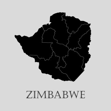 Siyah Zimbabve Haritası - vektörel çizim