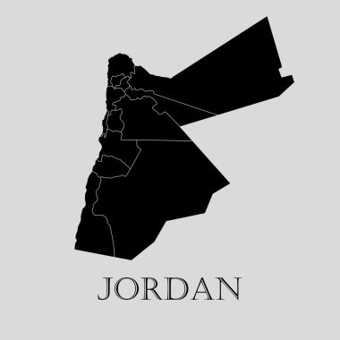Siyah Ürdün Haritası - vektörel çizim