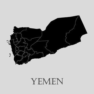 Siyah Yemen harita - vektör çizim