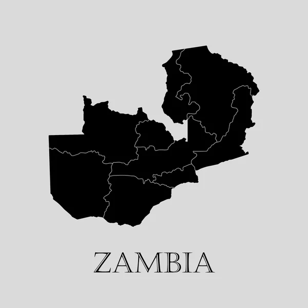 Mapa negro de Zambia - ilustración vectorial — Archivo Imágenes Vectoriales