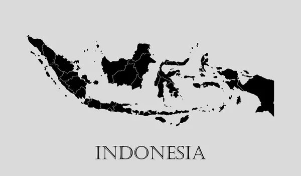 Mapa negro de Indonesia - ilustración vectorial — Vector de stock