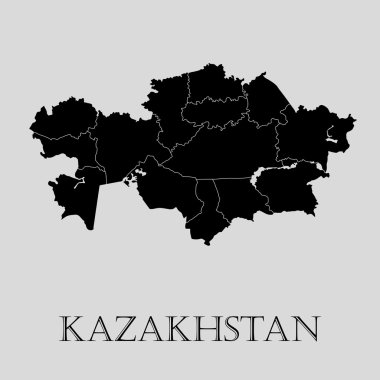 Siyah Kazakistan Haritası - vektörel çizim