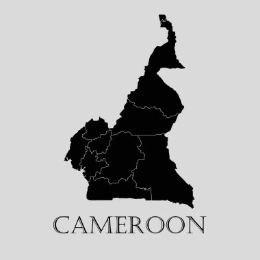 Siyah Kamerun Haritası - vektörel çizim