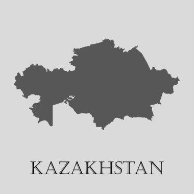Gri Kazakistan Haritası - vektörel çizim