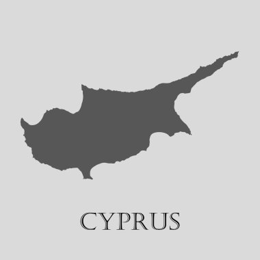 Gri Kıbrıs Haritası - vektörel çizim