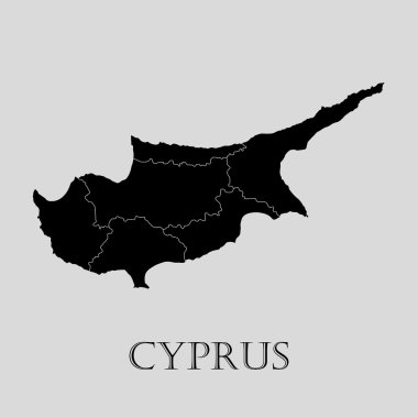 Siyah Kıbrıs Haritası - vektörel çizim