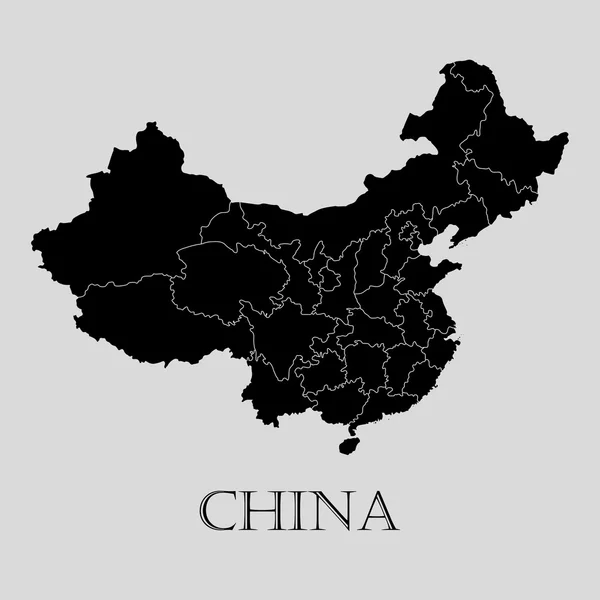 Mapa negro de China - ilustración vectorial — Vector de stock