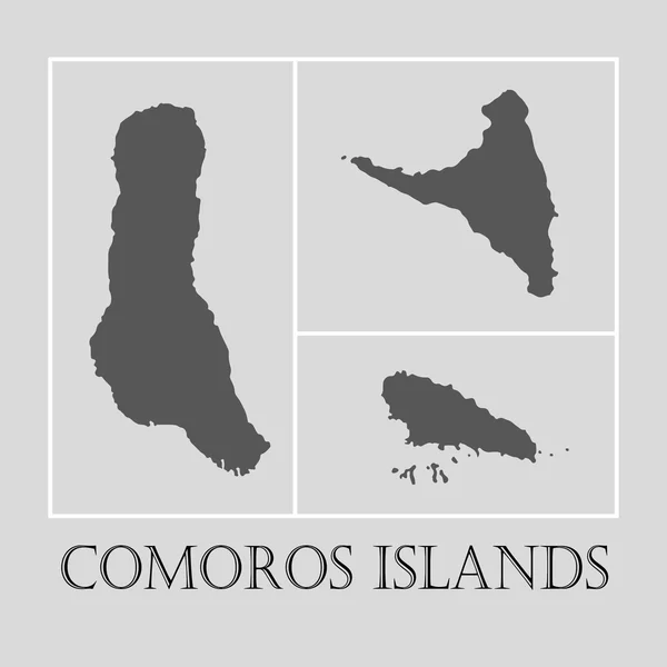 Mappa delle Comore grigie - illustrazione vettoriale — Vettoriale Stock