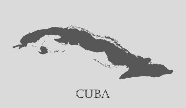 Gri Küba Haritası - vektörel çizim