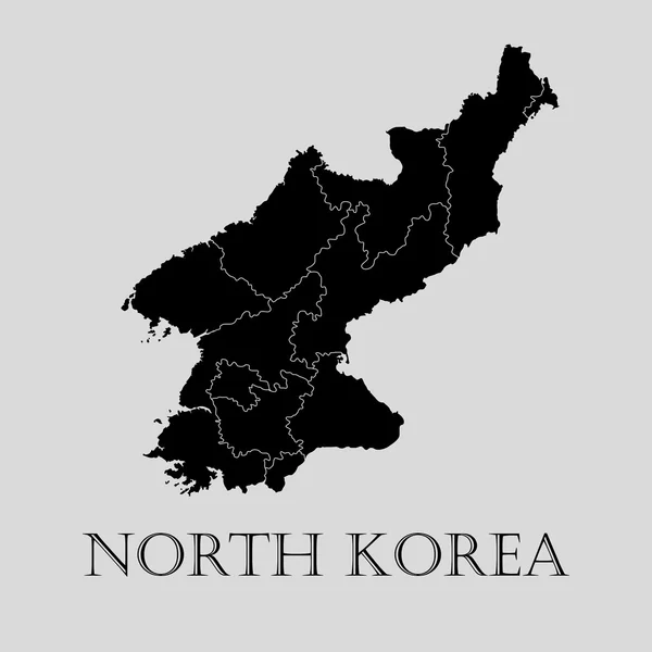 Svart Nordkorea karta - vektor illustration — Stock vektor