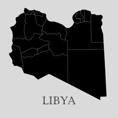 Siyah Libya Haritası - vektörel çizim