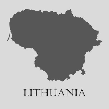 Gri Litvanya Haritası - vektörel çizim