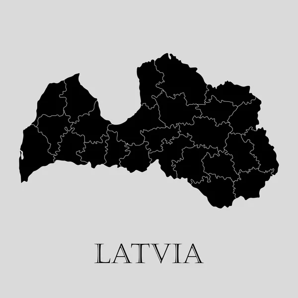 Mapa de Letonia negra - ilustración vectorial — Archivo Imágenes Vectoriales