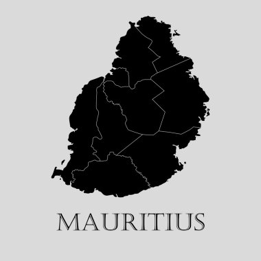 Siyah Mauritius Haritası - vektörel çizim