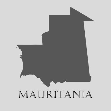Gri Moritanya Haritası - vektörel çizim