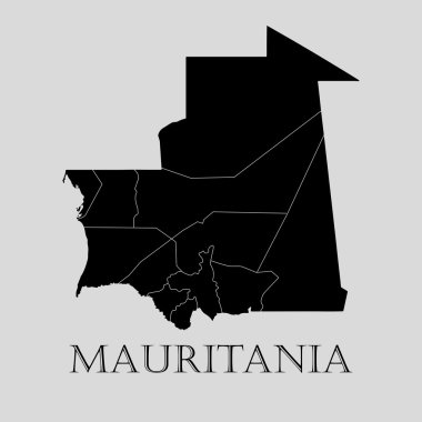 Siyah Moritanya Haritası - vektörel çizim