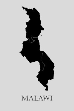 Siyah Malavi Haritası - vektörel çizim