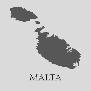 Gri Malta Haritası - vektörel çizim