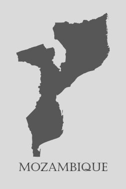Gri Mozambik Haritası - vektörel çizim