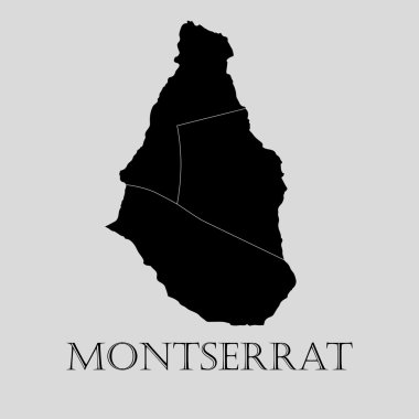 Siyah Montserrat Haritası - vektörel çizim