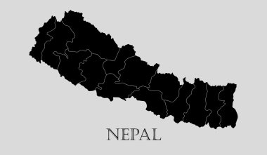 Siyah Nepal Haritası - vektörel çizim