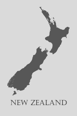 Gri Yeni Zelanda Haritası - vektörel çizim