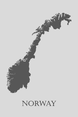Norveç harita - vektör çizim gri