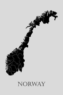 Norveç harita - vektör çizim siyah