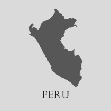 Gri Peru Haritası - vektörel çizim
