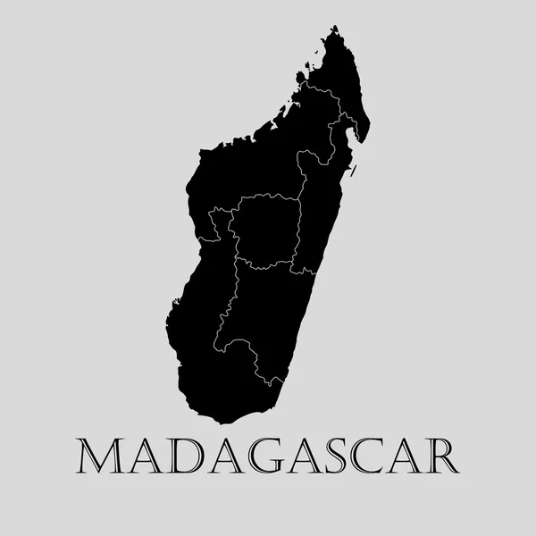 Mappa del Madagascar nero - illustrazione vettoriale — Vettoriale Stock