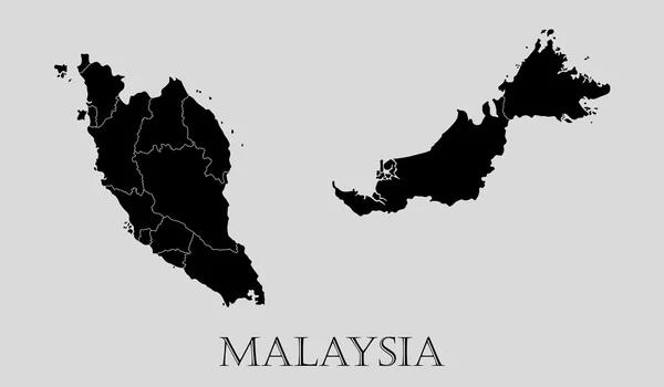 Black Malaysia map - vector illustration — Stock Vector