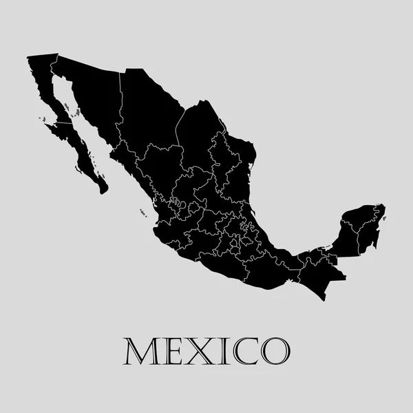 Mapa negro de México - ilustración vectorial — Vector de stock