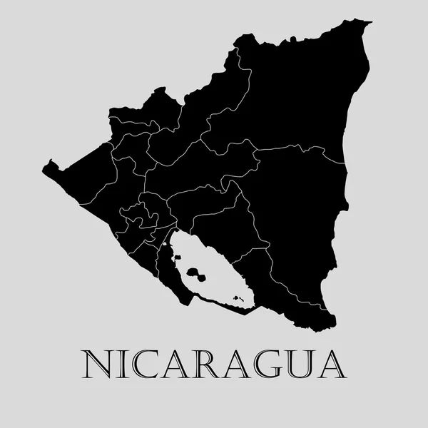 Mapa preto da Nicarágua - ilustração vetorial — Vetor de Stock