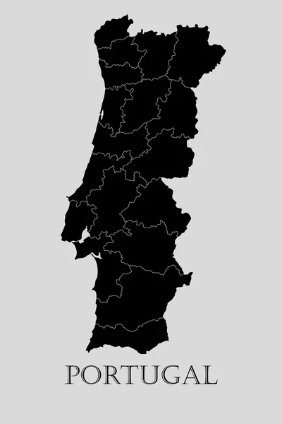 Carte du Portugal noir - illustration vectorielle — Image vectorielle