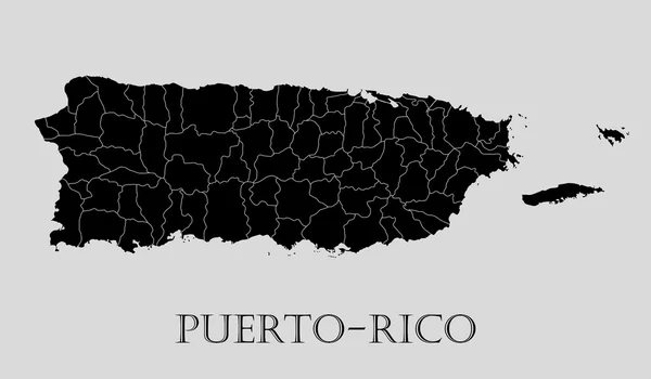 Mapa negro de Puerto Rico - ilustración vectorial — Archivo Imágenes Vectoriales