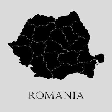 Siyah Romanya haritası - vektör illüstrasyon