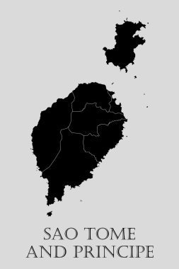 Siyah Sao Tome ve Principe haritası - vektör çizimi