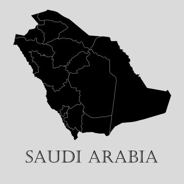 Siyah Suudi Arabistan haritası - vektör illüstrasyon