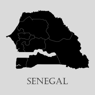 Siyah Senegal haritası - vektör illüstrasyon