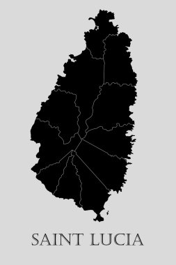 Siyah Saint Lucia Haritası - vektörel çizim